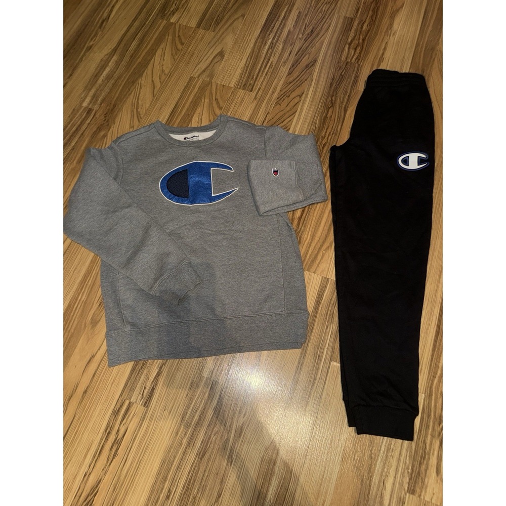 Champion Youth Set Boy's Large Sweatpants Joggers Crewneck Sweatshirt Cotton